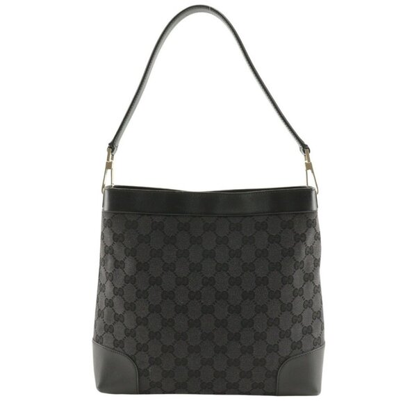GUCCI One Belt Shoulder Bag 001.4231 black GG canvas Women